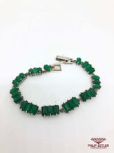 Load image into Gallery viewer, Silver &amp;  Emerald  Bracelet
