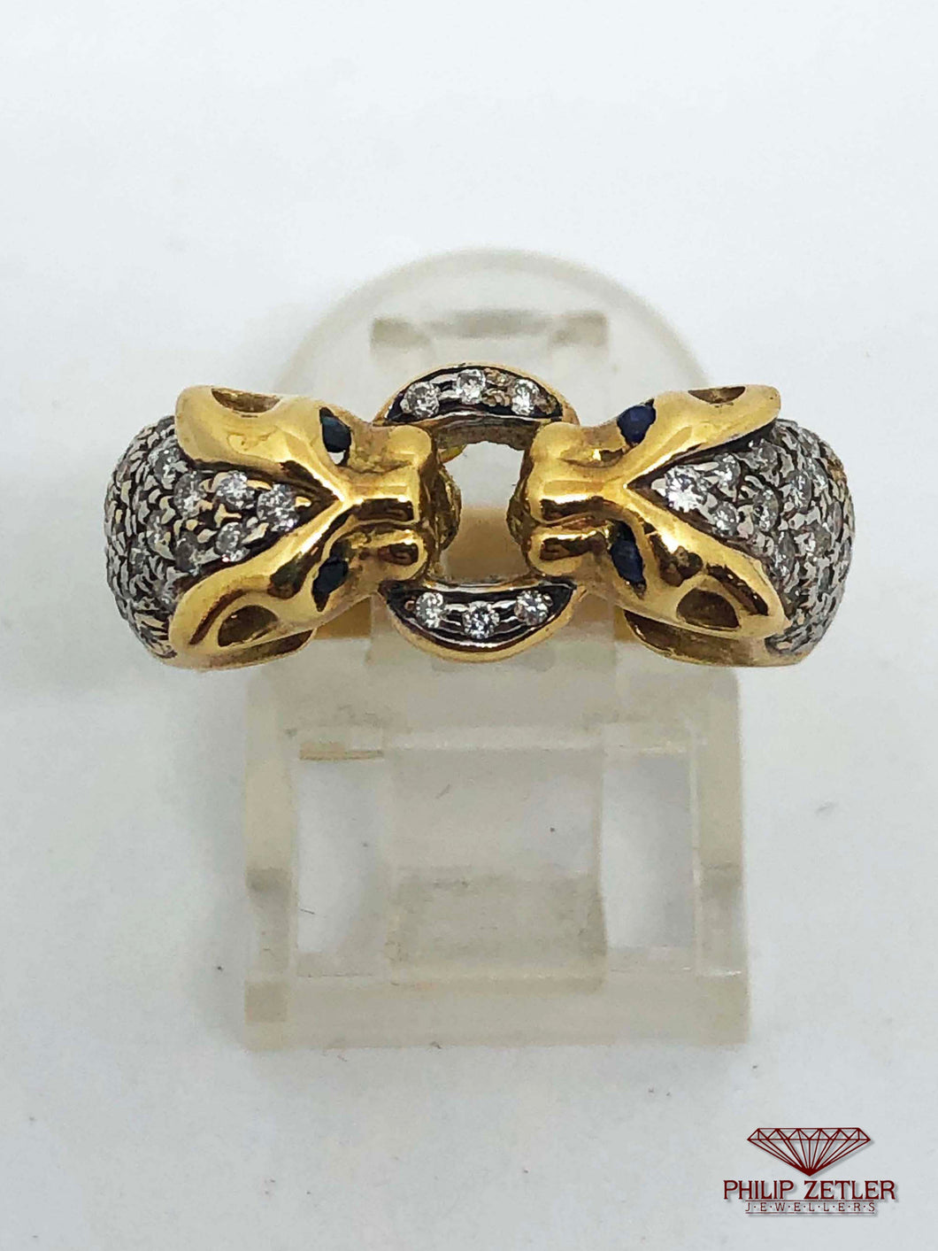 18 ct Diamond Sapphire and Gold Tiger Ring