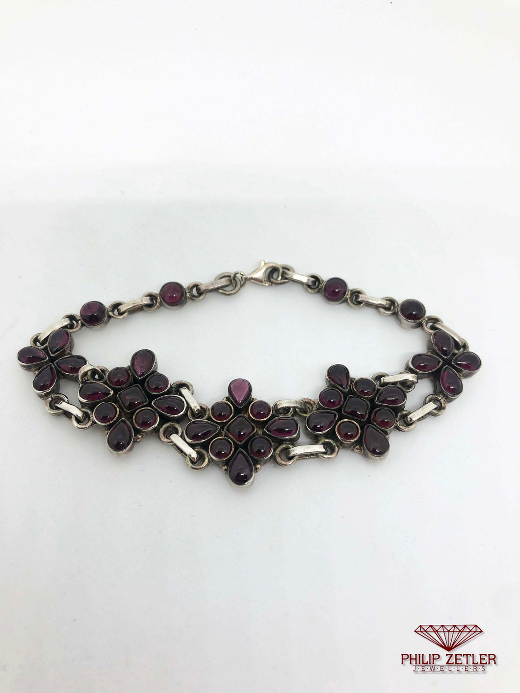 Garnet and Silver Bracelet