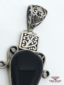 Silver and Onyx Pear Shaped Pendant