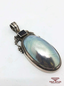 Silver, Mother of Pearl and Garnet Pendant